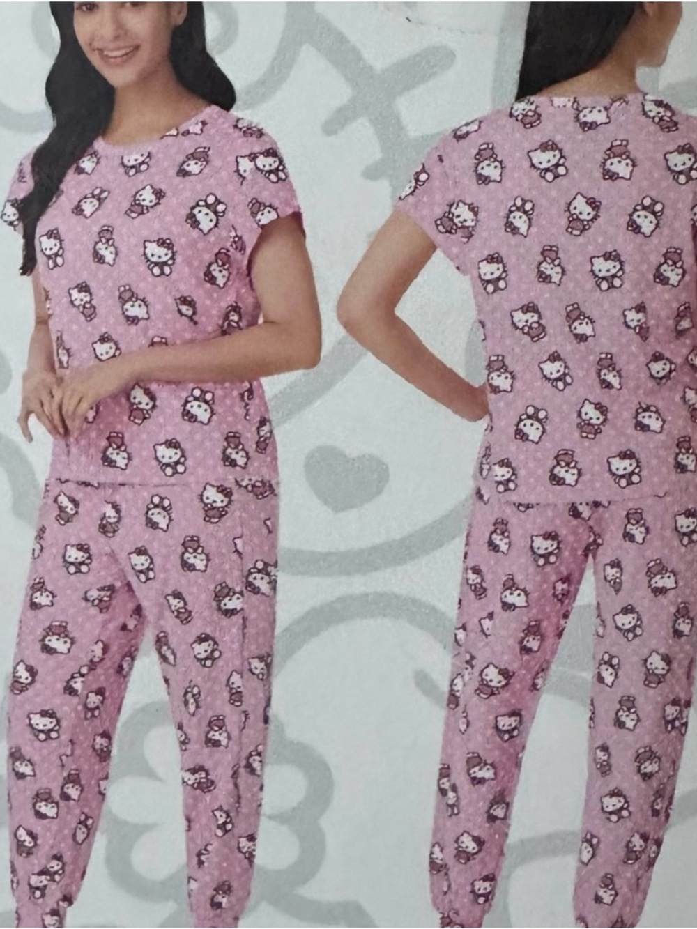 Short sleeve ribbed 2 piece Hello Kitty pajama set